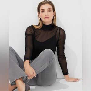 Turtleneck  black Sheer Long Sleeve Top size large